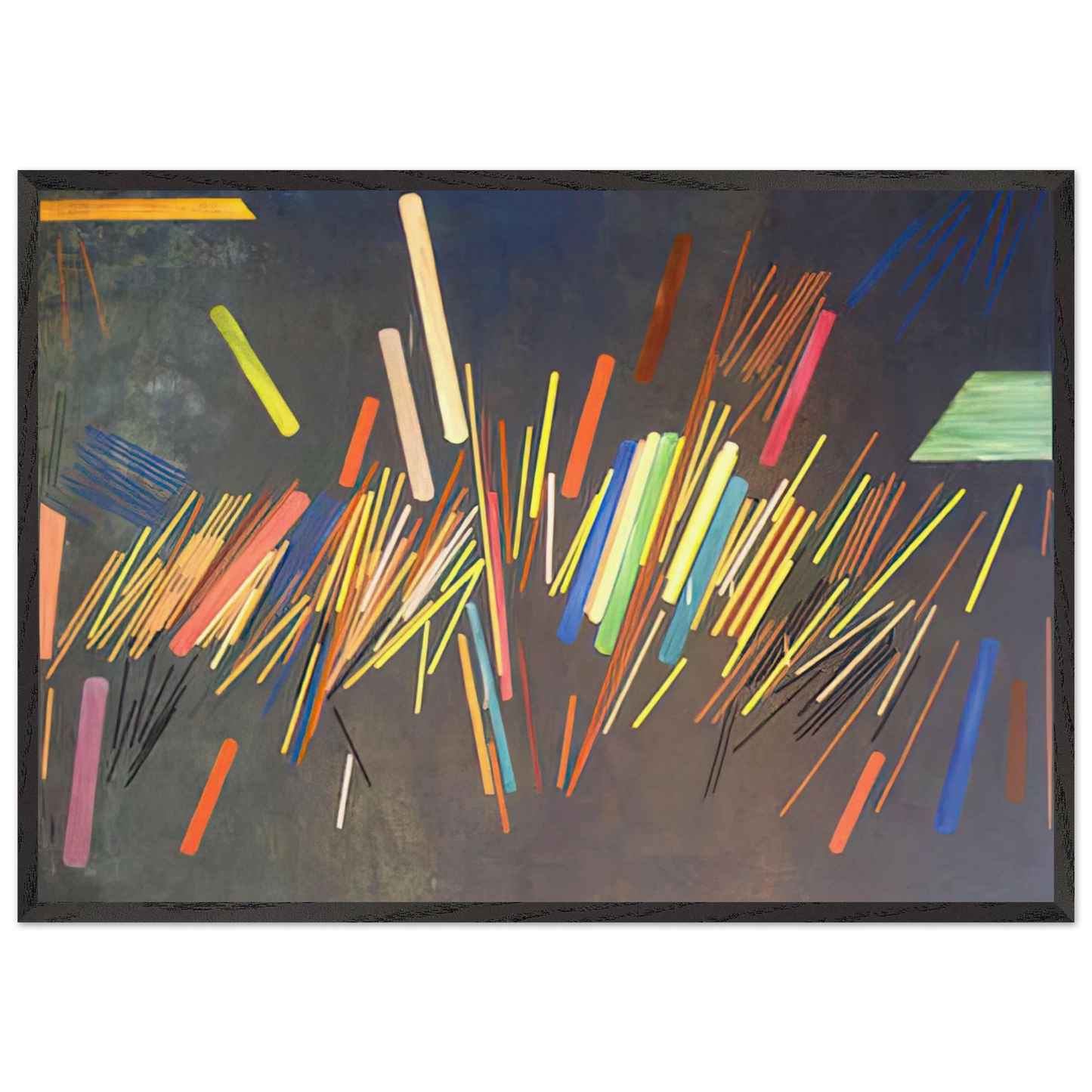 Green Line Painting - 1968 - Ronnie Landfield 70x100 cm / 28x40 inches Framed Art Print – Black Wooden Frame