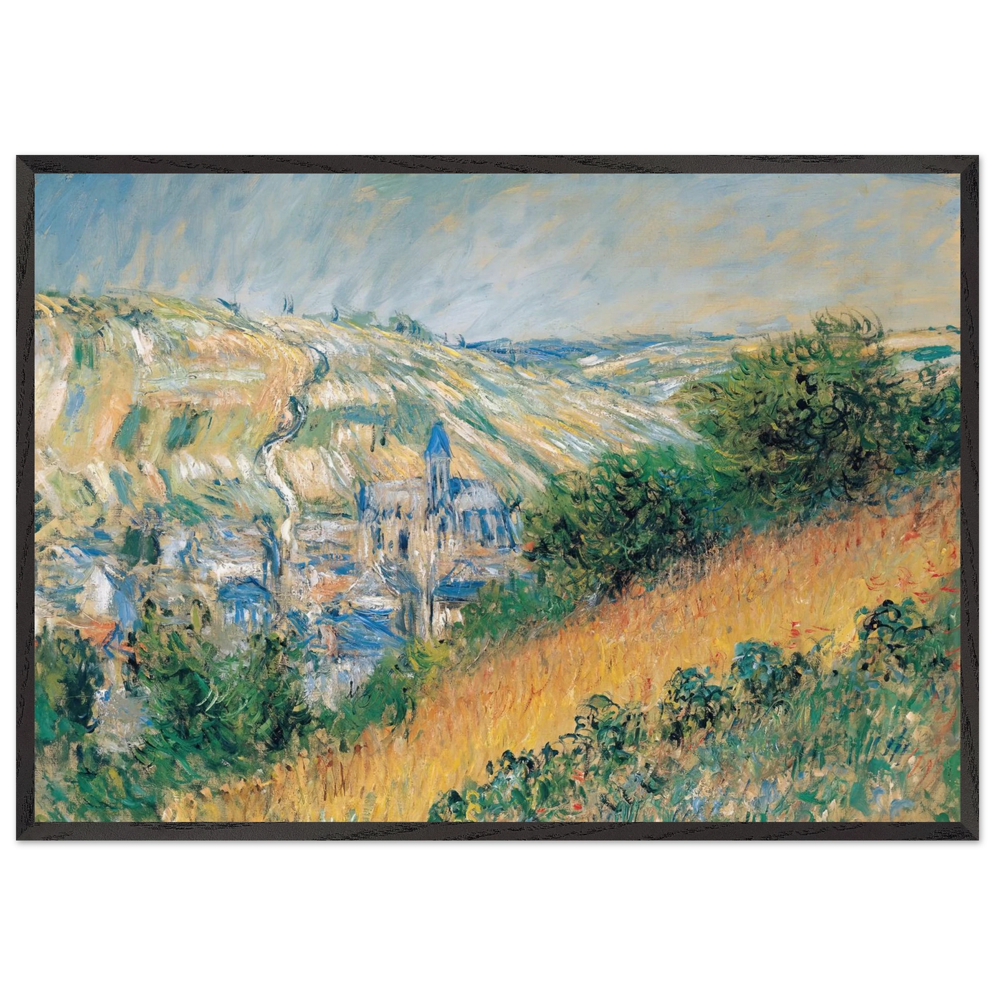 View over Vetheuil - claude monet Framed Art Print – Black Wooden Frame - Default Title - -Framed Art Print