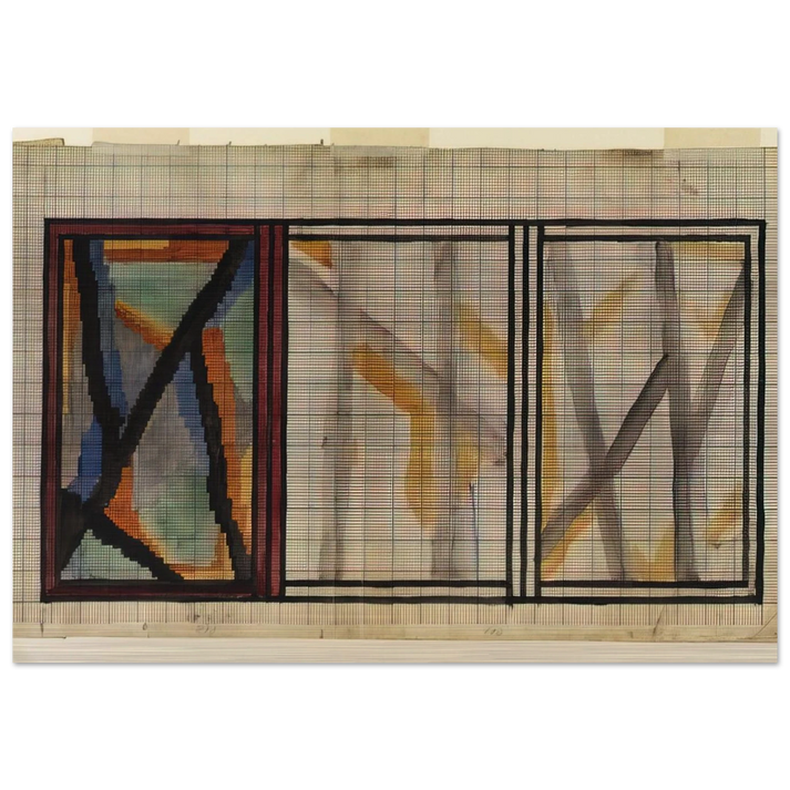 PRELIMINARY DESIGN FOR LADY HAMILTON RUG 1914 - Vanessa Bell Brushed Aluminum Print - 70x100 cm / 28x40 inches | Vanessa Bell Aluminum Print | Vanessa Bell Prints