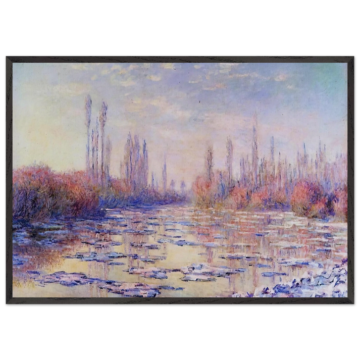 Floating Ice on the Seine - claude monet 70x100 cm / 28x40 inches Framed Art Print – Black Wooden Frame