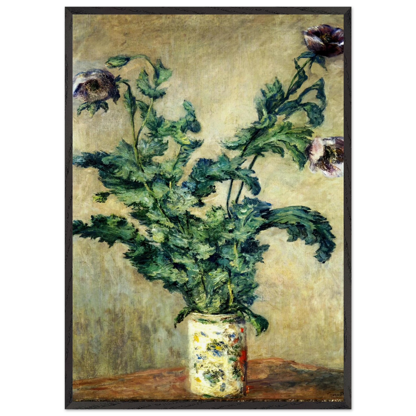 Purple Poppies - claude monet Framed Art Print – Black Wooden Frame - Default Title - -Framed Art Print