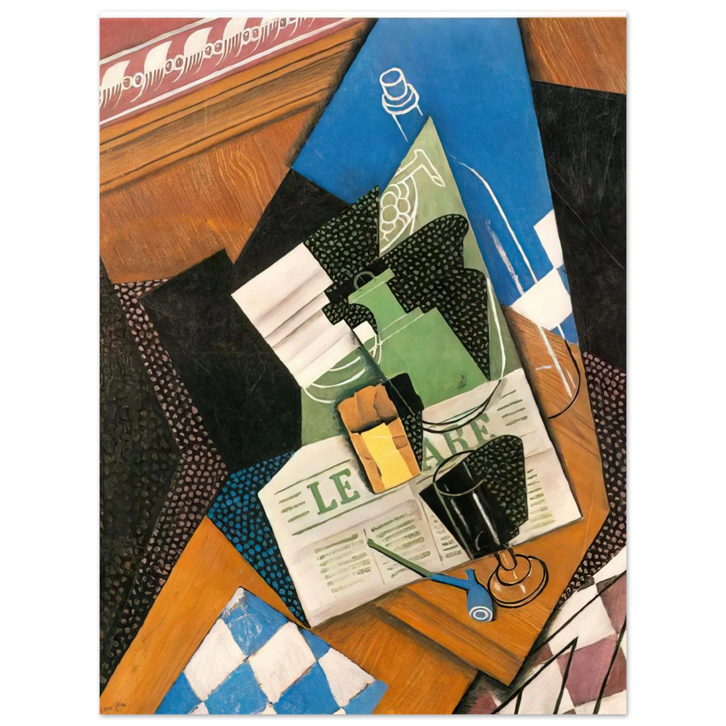 Juan Gris - WATER BOTTLE BOTTLE AND FRUIT DISH 1915 Fine Art Poster - Default Title