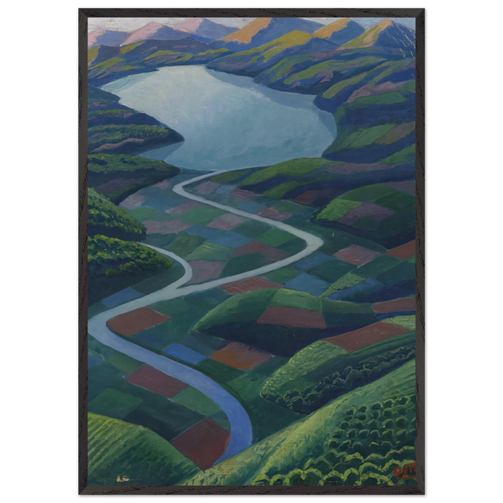 Paesaggio Aereo - 1936 - Gerardo Dottori 70x100 cm / 28x40 inches Framed Art Print – Black Wooden Frame
