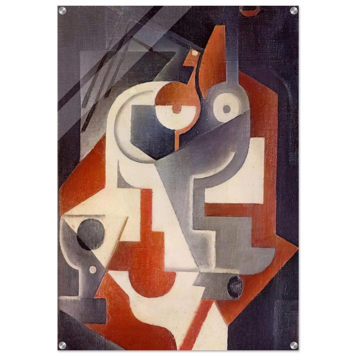 NEWSPAPER GLASS AND PEAR 1917 - Juan Gris Acrylic Print - 70x100 cm / 28x40″ inches