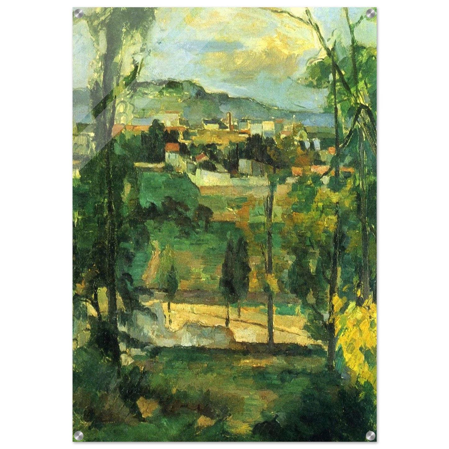 Village behind Trees - Paul Cézanne Acrylic Print - 70x100 cm / 28x40″ inches