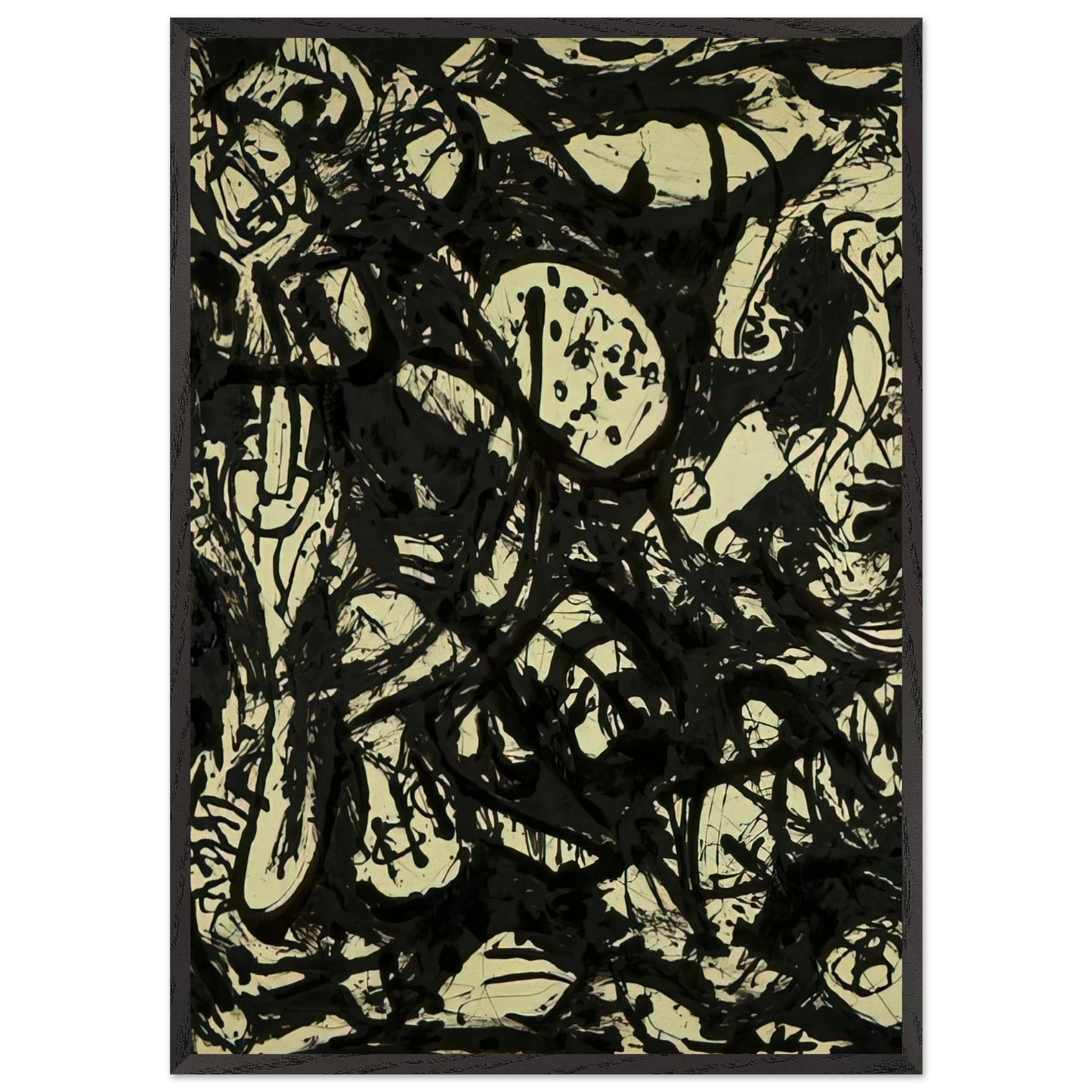 BLACK WHITE NUMBER 20 1951 - Jackson Pollock 70x100 cm / 28x40 inches Framed Art Print – Black Wooden Frame