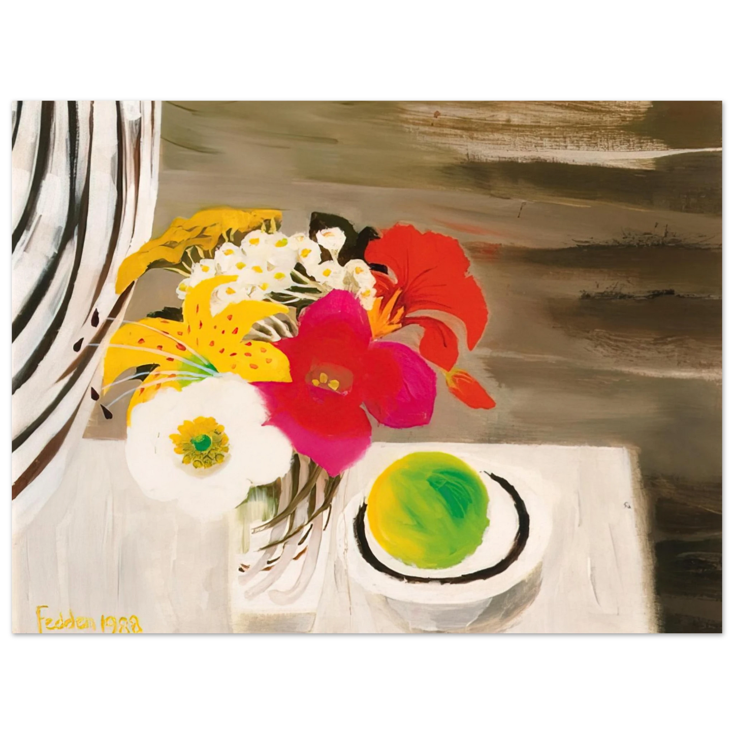 Mary Fedden - Still Life with Fruit and Flowers - 1988 Fine Art Poster - Default Title