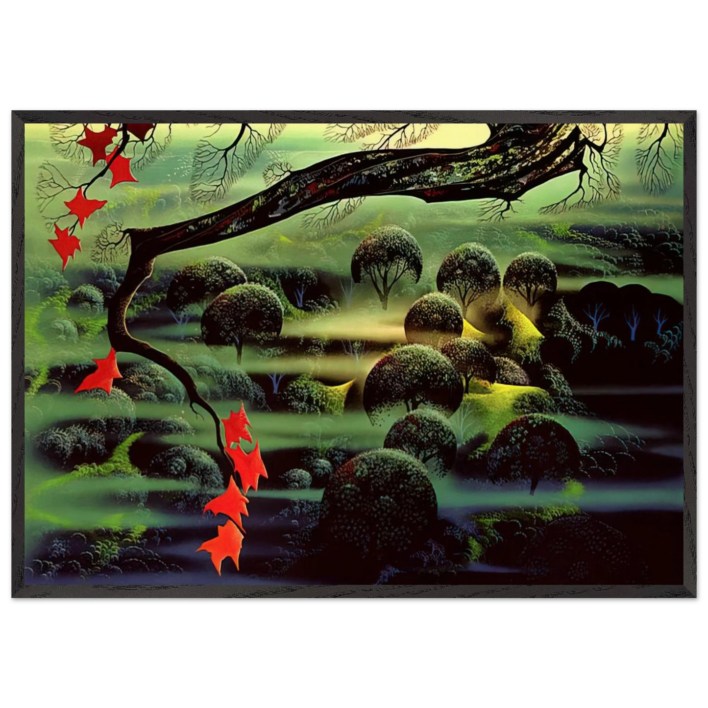 Valley of Mystery - Eyvind Earle 70x100 cm / 28x40 inches Framed Art Print – Black Wooden Frame