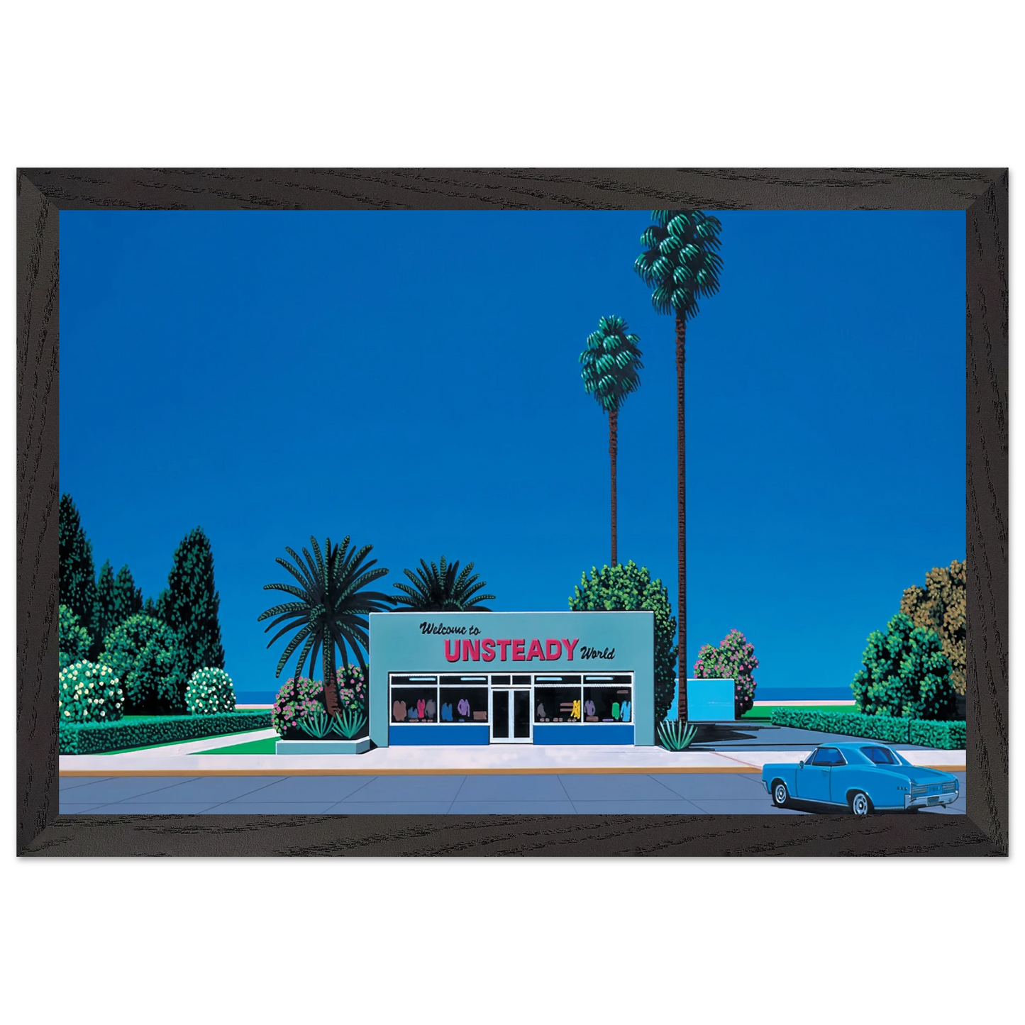 Hiroshi Nagai - Unsteady World Wall Art - 60x80 cm / 24x32 inches - Premium Wooden Framed Poster With Fine Art Paper - Wood frame