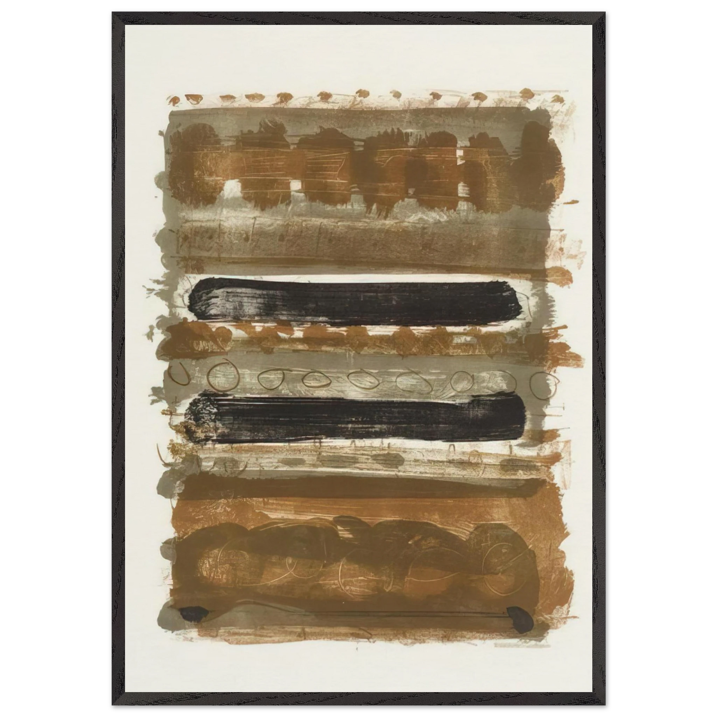 Grey and Brown Stripes - 1958 - Patrick Heron 70x100 cm / 28x40 inches Framed Art Print – Black Wooden Frame