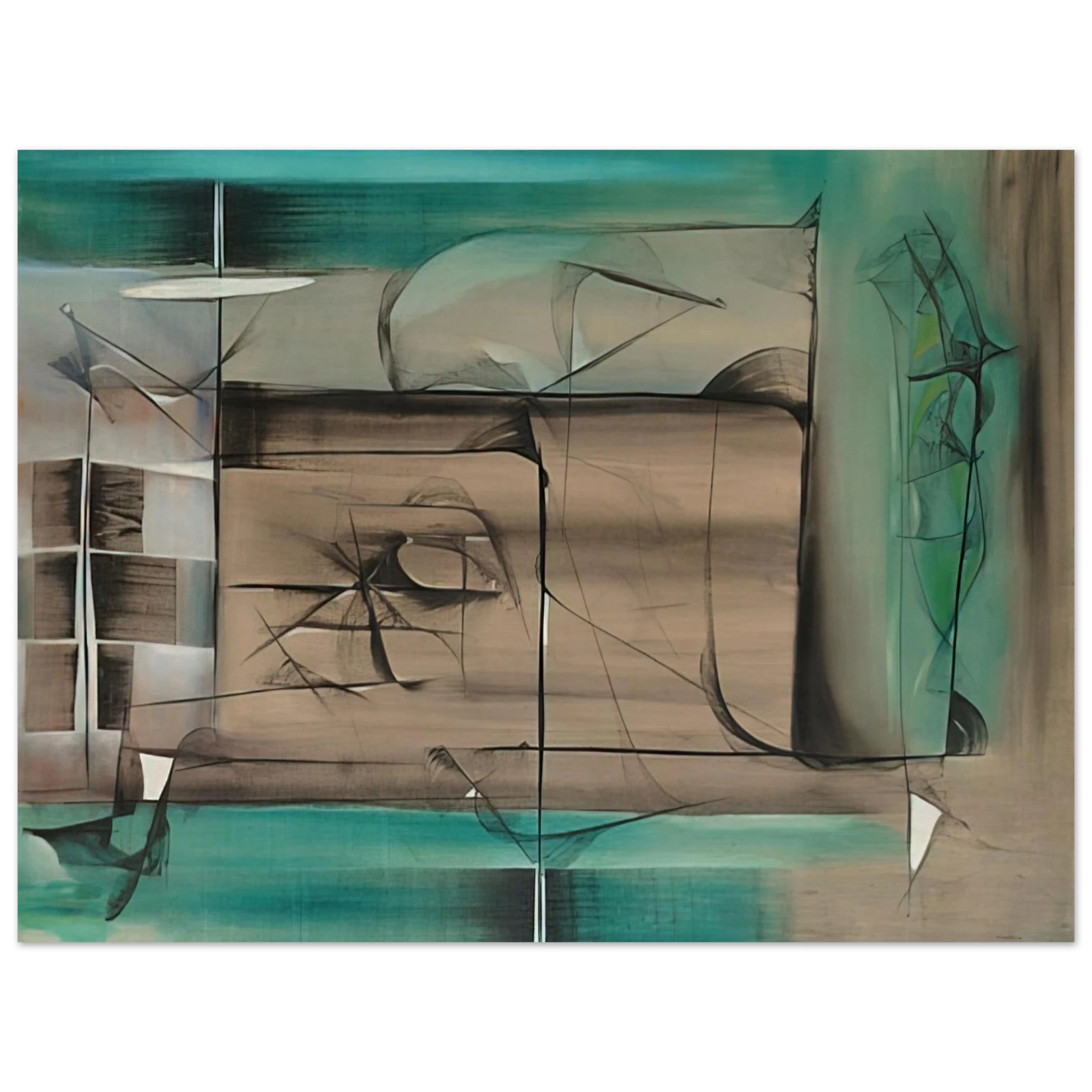 Jimmy Ernst - Abstraction in Green and Black - 1946 Fine Art Poster - Default Title