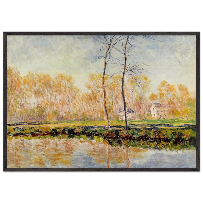 The Banks of the River Epte at Giverny - claude monet 70x100 cm / 28x40 inches Framed Art Print – Black Wooden Frame