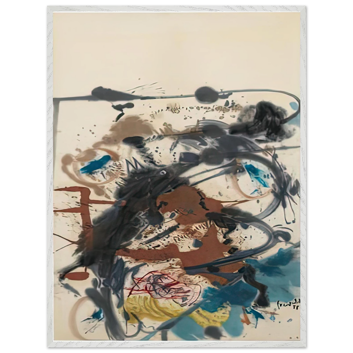 Helen Frankenthaler - Winter Hunt, 1958- Wall Art - 21x29.7 cm / 8x12" - Premium Wooden Framed Poster With Fine Art Paper - Black frame