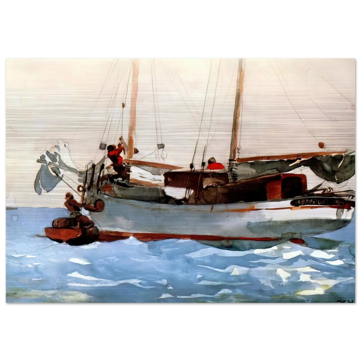 TAKING ON WET PROVISIONS - Winslow Homer Brushed Aluminum Print - 70x100 cm / 28x40 inches | Winslow Homer Aluminum Print | Winslow Homer Prints