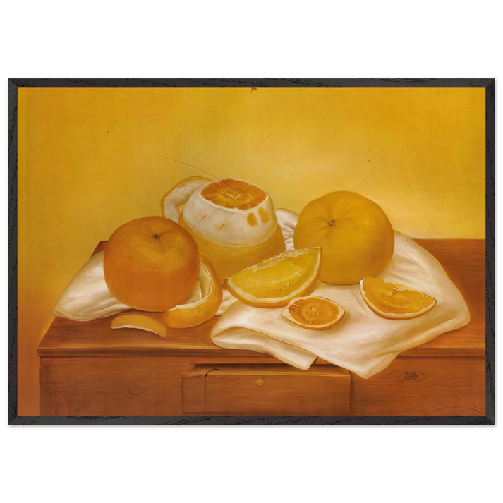 ORANGES - Fernando Botero 70x100 cm / 28x40 inches Framed Art Print – Black Wooden Frame