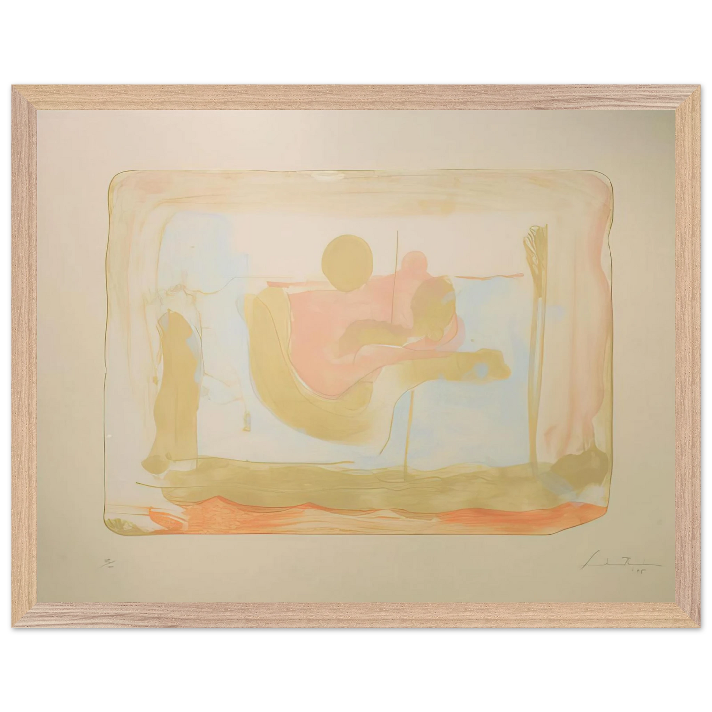Helen Frankenthaler - Reflections I - 1995 Wall art - 13x18 cm / 5x7 inches - Premium Wooden Framed Poster With Fine Art Paper - Wood frame