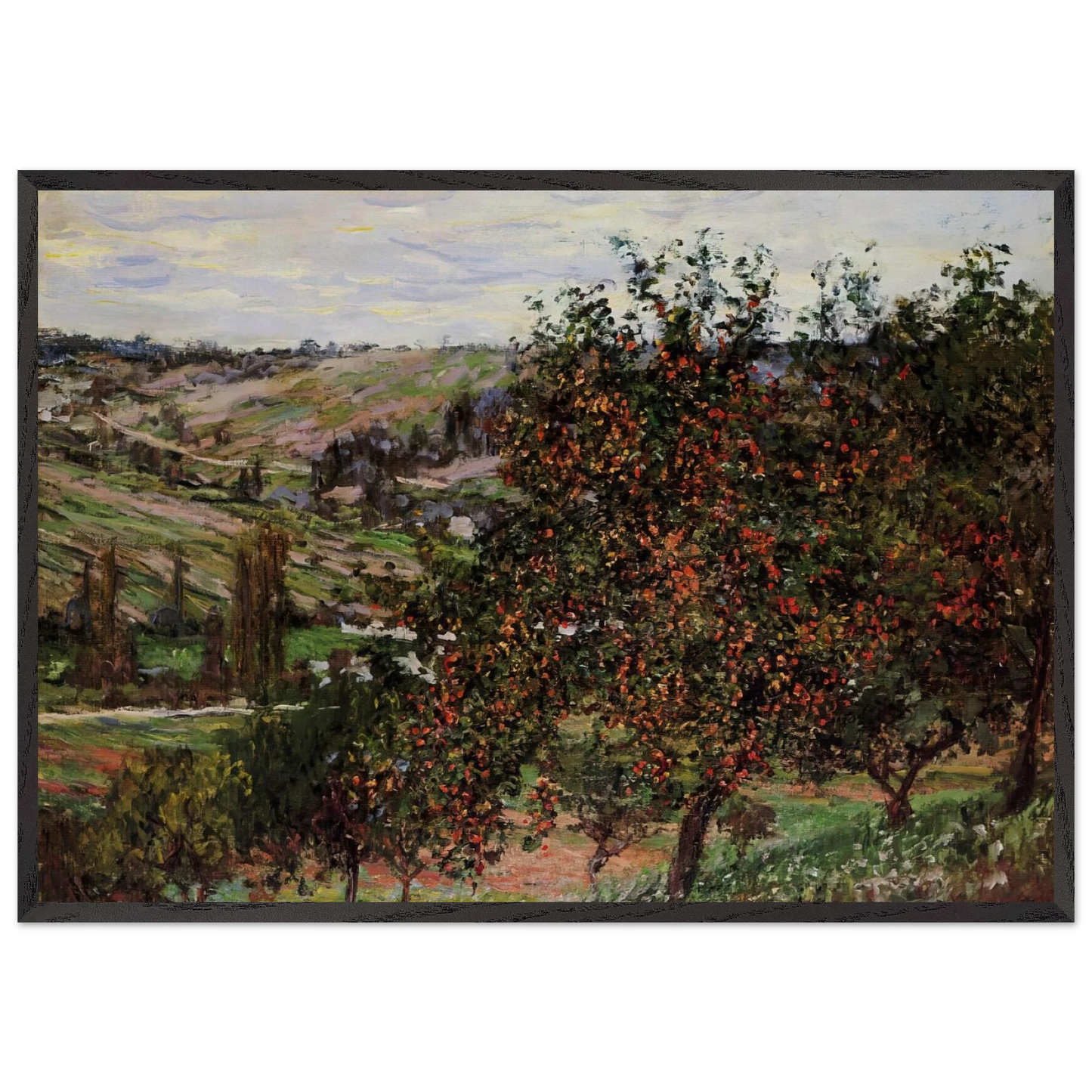 Apple Trees near Vetheuil - claude monet Framed Art Print – Black Wooden Frame - Default Title - -Framed Art Print