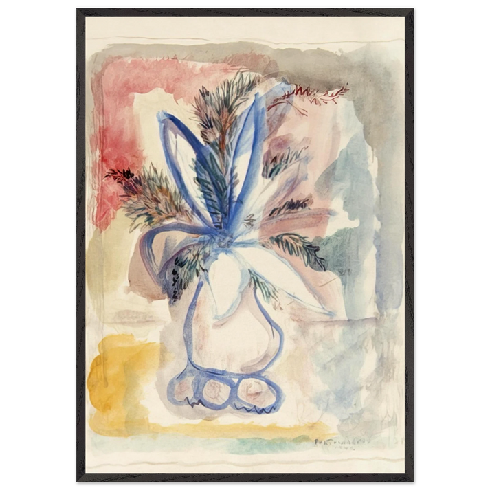 FLOWER VASE 1942 - Rene Portocarrero 70x100 cm / 28x40 inches Framed Art Print – Black Wooden Frame