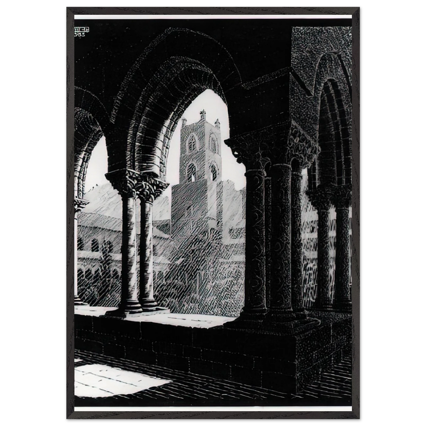 CLOISTER OF MONREALE SICILY - MC Escher Framed Art Print – Black Wooden Frame - Default Title - -Framed Art Print