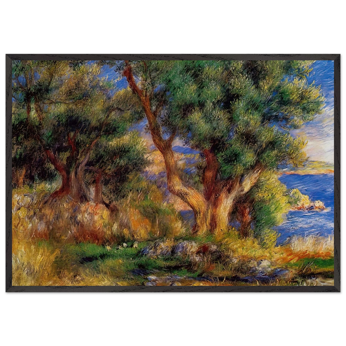 Landscape near Manton - Pierre-Auguste Renoir 70x100 cm / 28x40 inches Framed Art Print – Black Wooden Frame
