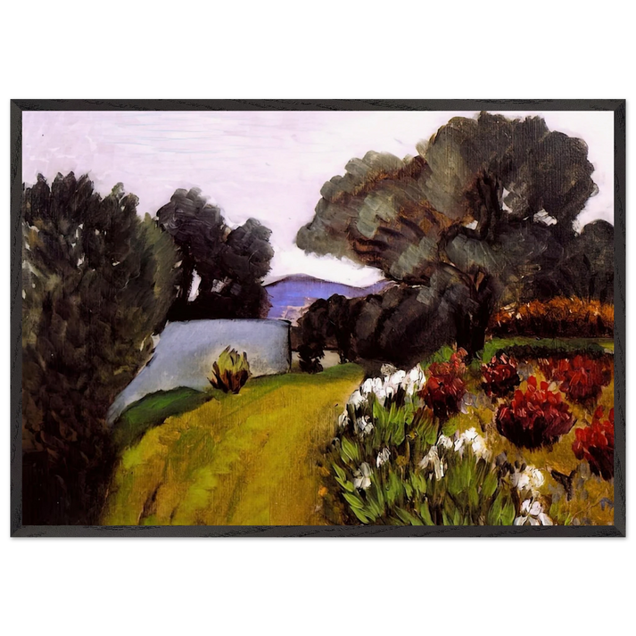 IN THE NICE COUNTRYSIDE GARDEN OF IRISES 1919 - Henri Matisse 70x100 cm / 28x40 inches Framed Art Print – Black Wooden Frame