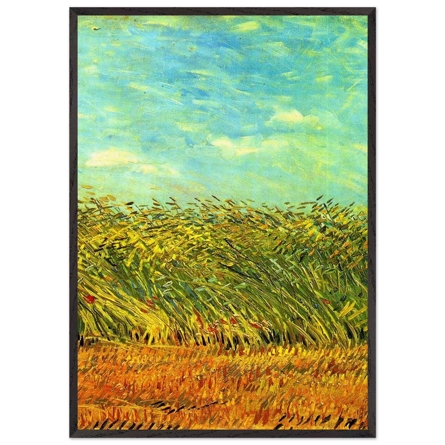 Wheat Field with a Lark - Vincent van Gogh Framed Art Print – Black Wooden Frame - Default Title - -Framed Art Print