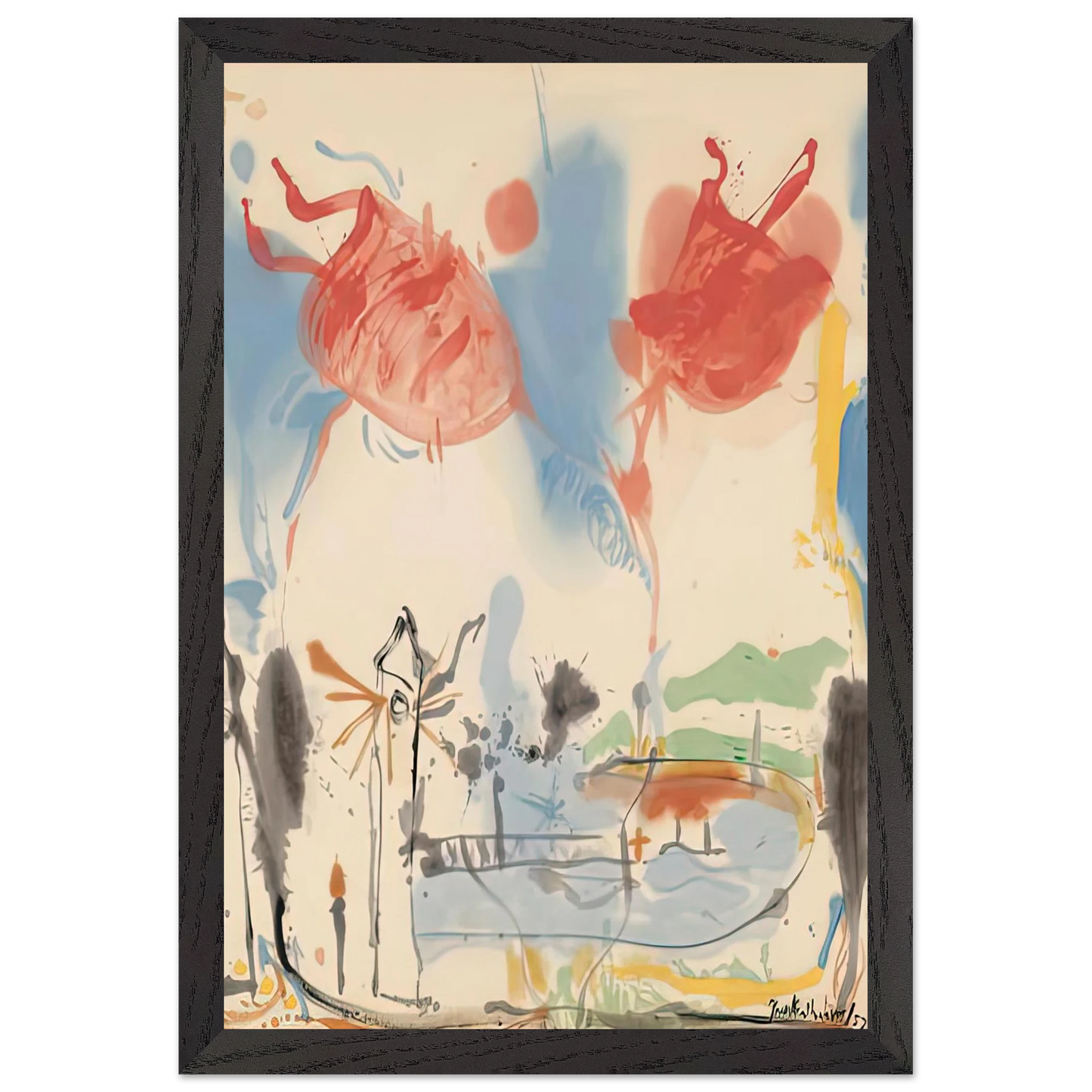 Helen Frankenthaler - Round Trip, 1957- Wall Art - 30x40 cm / 12x16 inches - Premium Wooden Framed Poster With Fine Art Paper - Wood frame