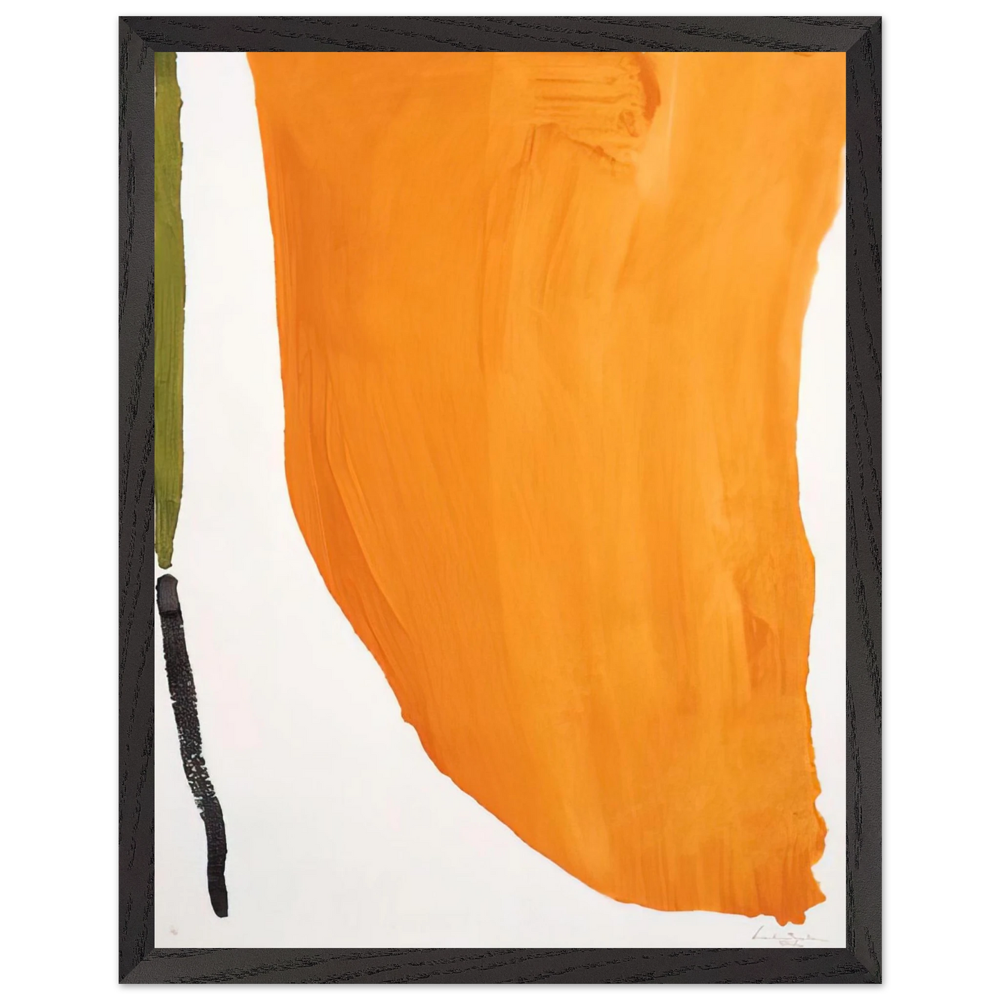 Helen Frankenthaler - Orange Downpour - 1970 Wall art - 28x43 cm / XL (11x17 inches) - Premium Wooden Framed Poster With Fine Art Paper - White frame