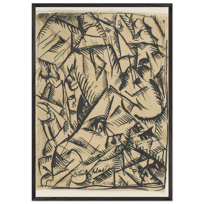 RITMI PLASTICI 1911 - Carlo Carra 70x100 cm / 28x40 inches Framed Art Print – Black Wooden Frame