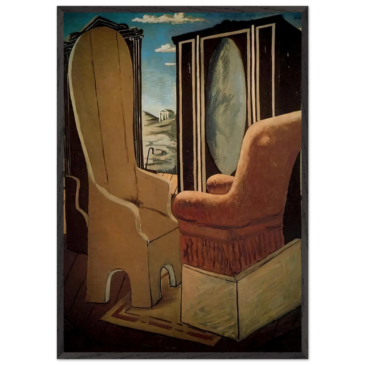 FURNITURE IN THE VALLEY - Giorgio de Chirico 70x100 cm / 28x40 inches Framed Art Print – Black Wooden Frame