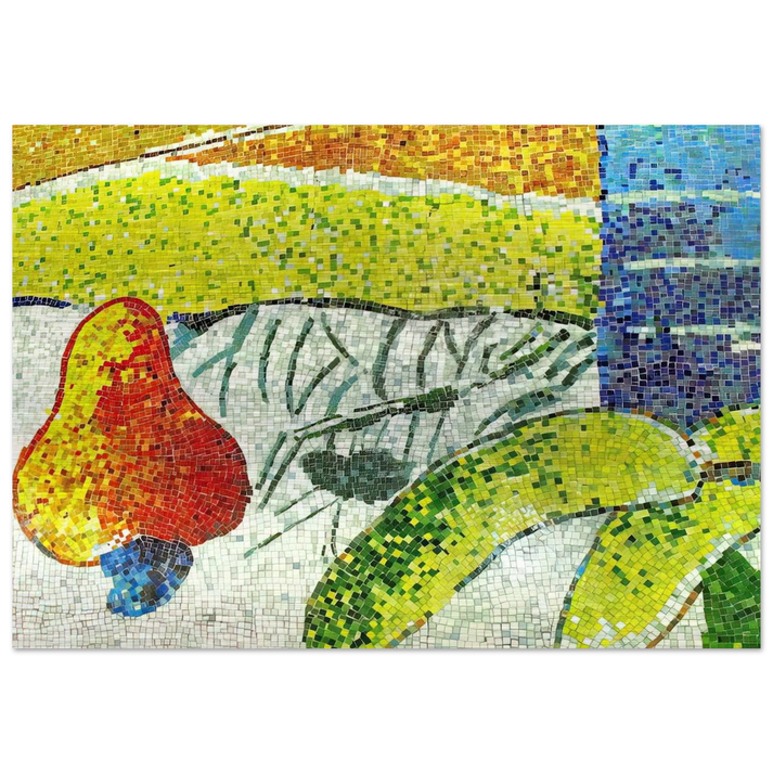 Caju e Bananas - Naïve Art Primitivism - Aldemir Martins Brushed Aluminum Print - 70x100 cm / 28x40 inches | Aldemir Martins Aluminum Print | Aldemir Martins Prints