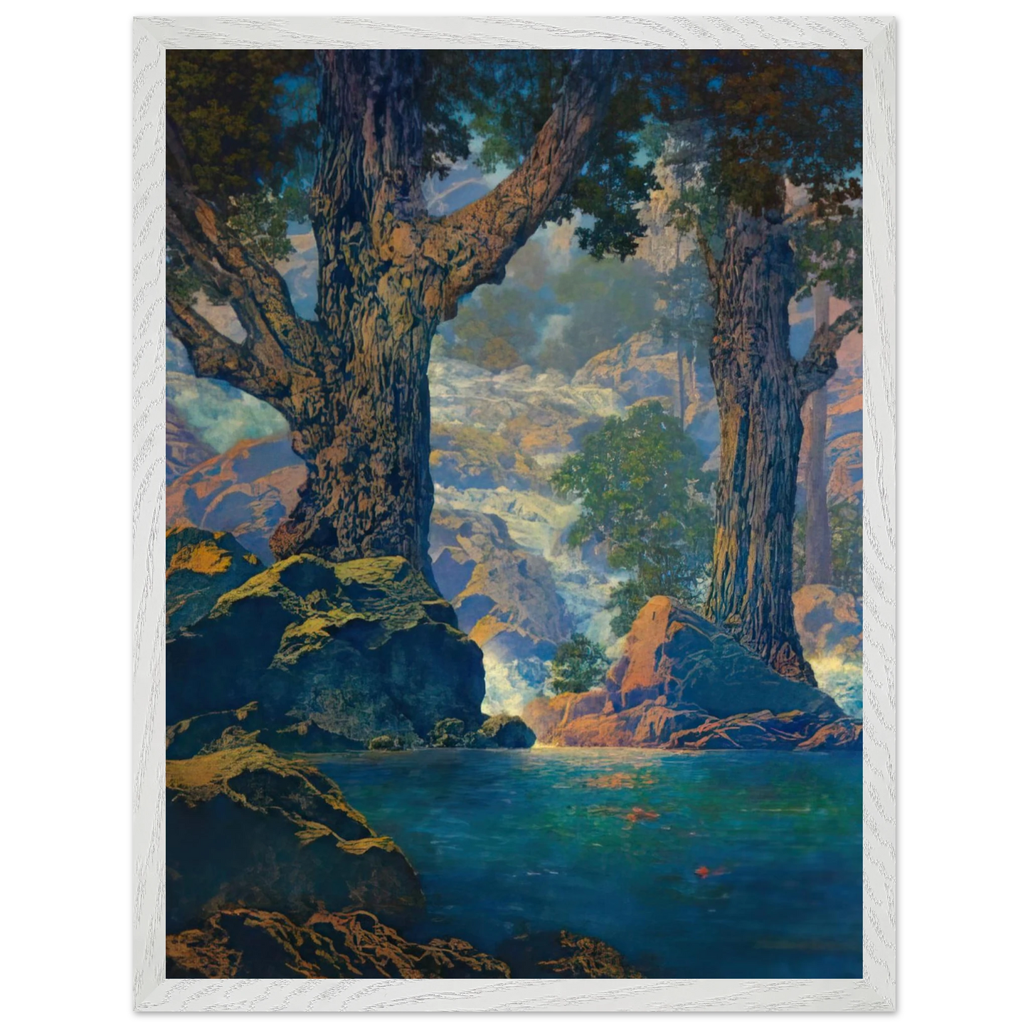 Maxfield Parrish - Cascades Quiet Solitude Wall Art - 30x40 cm / 12x16 inches - Fine Art Poster-canvas - -