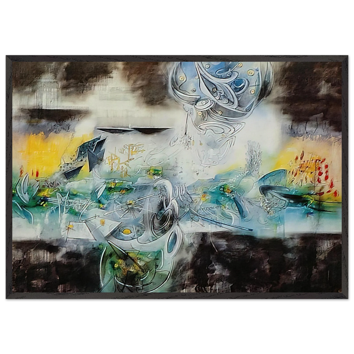 ABRIR EL CUBO Y ENCONTRAR LA VIDA - Roberto Matta 70x100 cm / 28x40 inches Framed Art Print – Black Wooden Frame