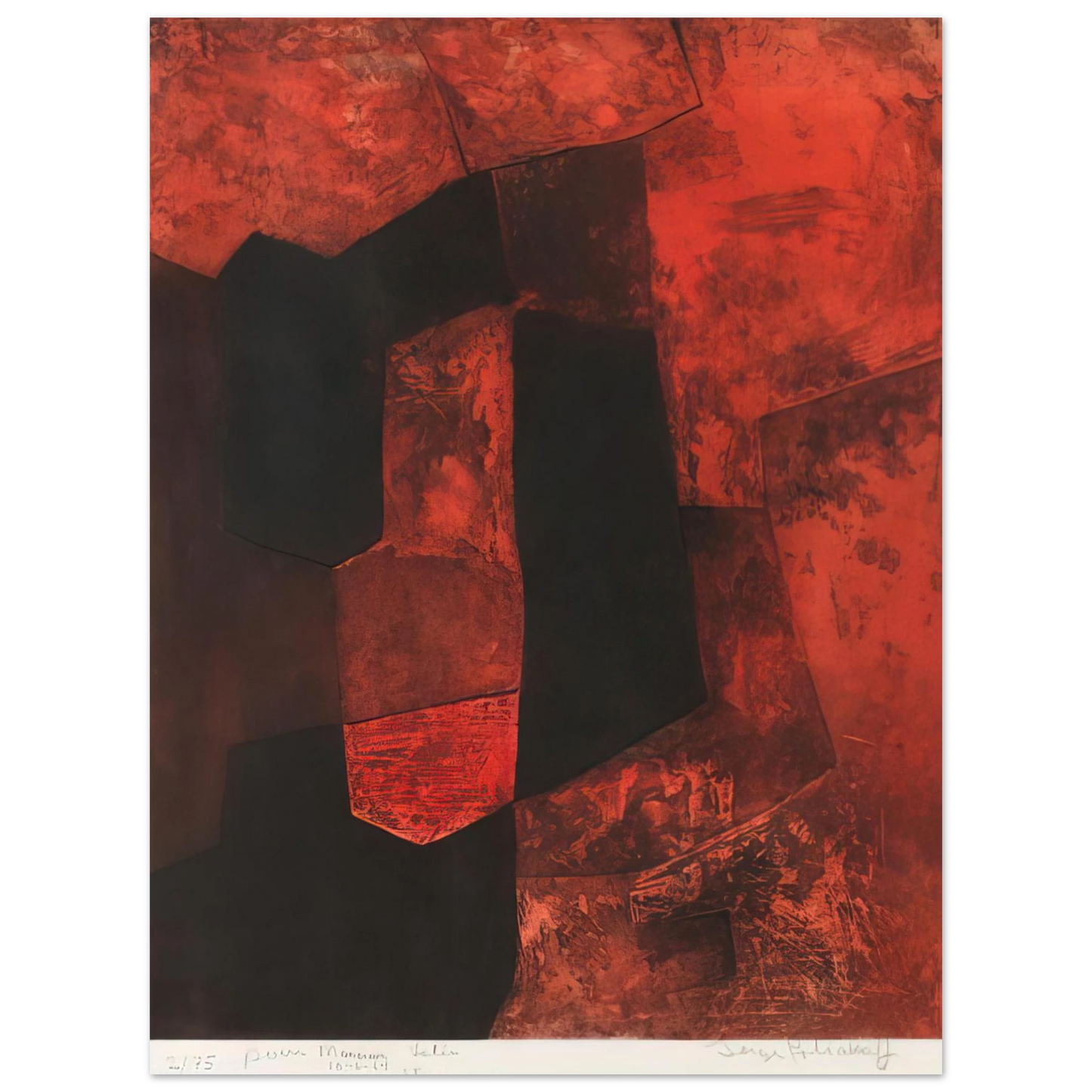 Serge Poliakoff - Composition brune et rouge - 1964 Fine Art Poster - Default Title