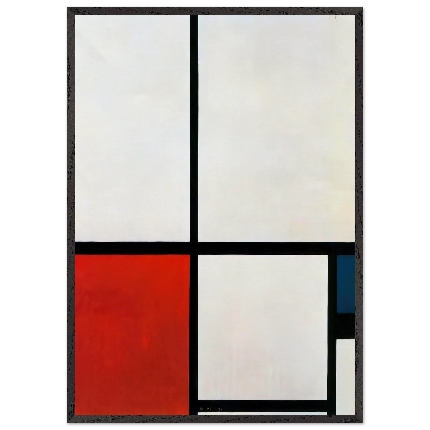 Composition N 1 with Red and Blue - Piet Mondrian 70x100 cm / 28x40 inches Framed Art Print – Black Wooden Frame
