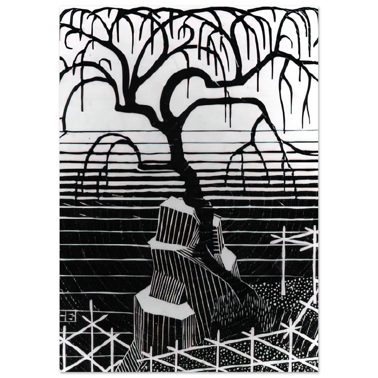MC Escher - TREE 1926 Wall Art - 60x80 cm / 24x32 inches - Fine Art Poster - -