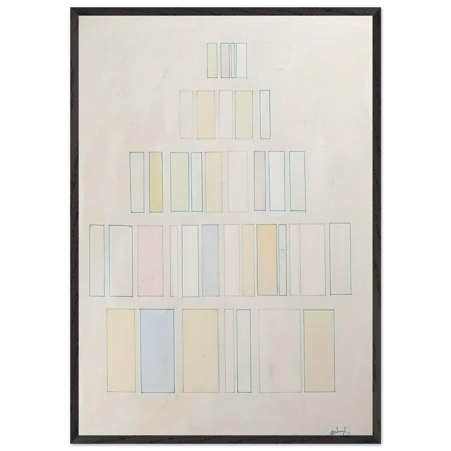 Red and Green with Pale Colors - 1966 - Robert Goodnough 70x100 cm / 28x40 inches Framed Art Print – Black Wooden Frame