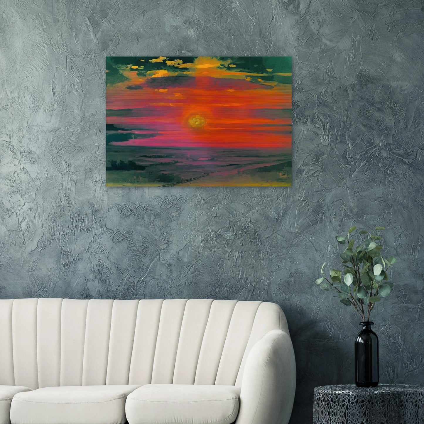 Sunset in the winter. A coast of the sea - Arkhyp Kuindzhi Brushed Aluminum Print - 70x100 cm / 28x40 inches | Arkhyp Kuindzhi Aluminum Print | Arkhyp Kuindzhi Prints