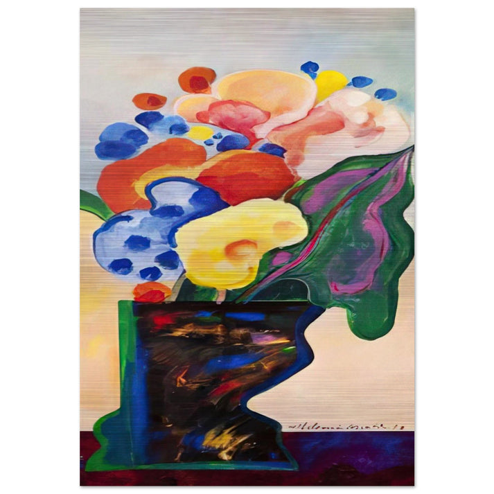 Vase With Flowers - 1990 - Aldemir Martins Brushed Aluminum Print - 70x100 cm / 28x40 inches | Aldemir Martins Aluminum Print | Aldemir Martins Prints
