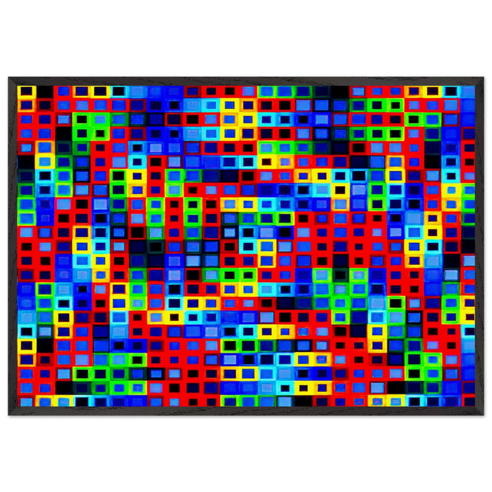 Orion-K - 1972 - Victor Vasarely 70x100 cm / 28x40 inches Framed Art Print – Black Wooden Frame