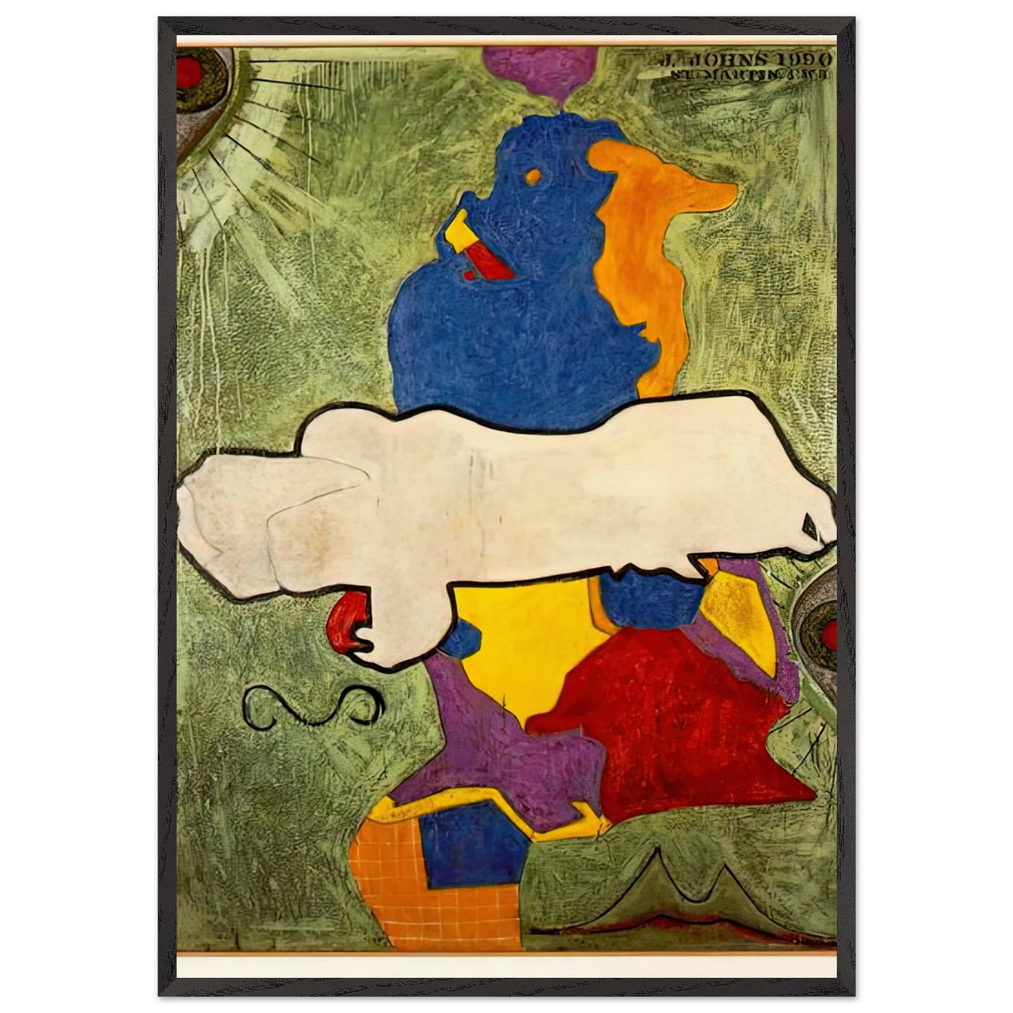 GREEN ANGEL - Jasper Johns 70x100 cm / 28x40 inches Framed Art Print – Black Wooden Frame