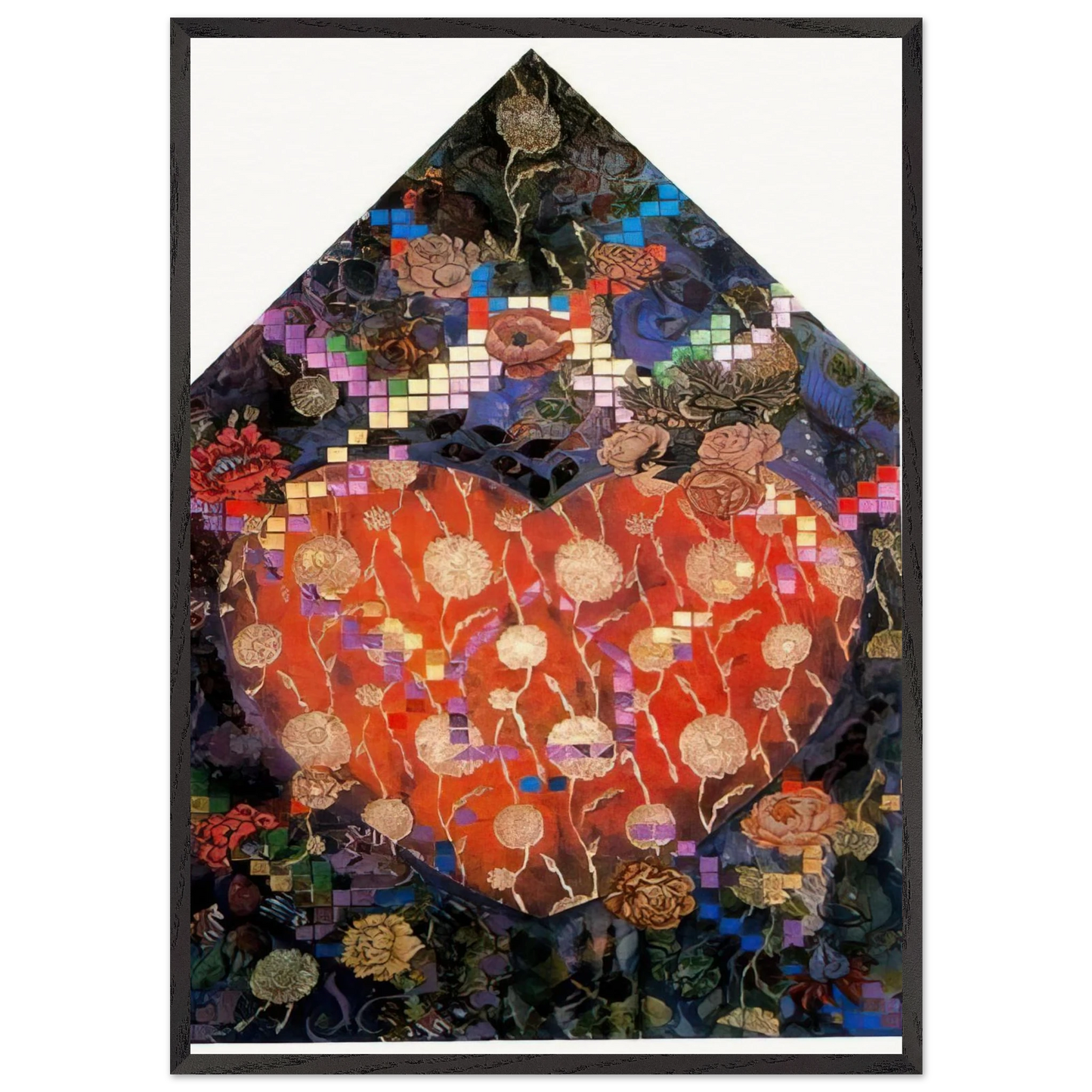 Heartfelt - PD Pattern and Decoration - Miriam Schapiro 70x100 cm / 28x40 inches Framed Art Print – Black Wooden Frame