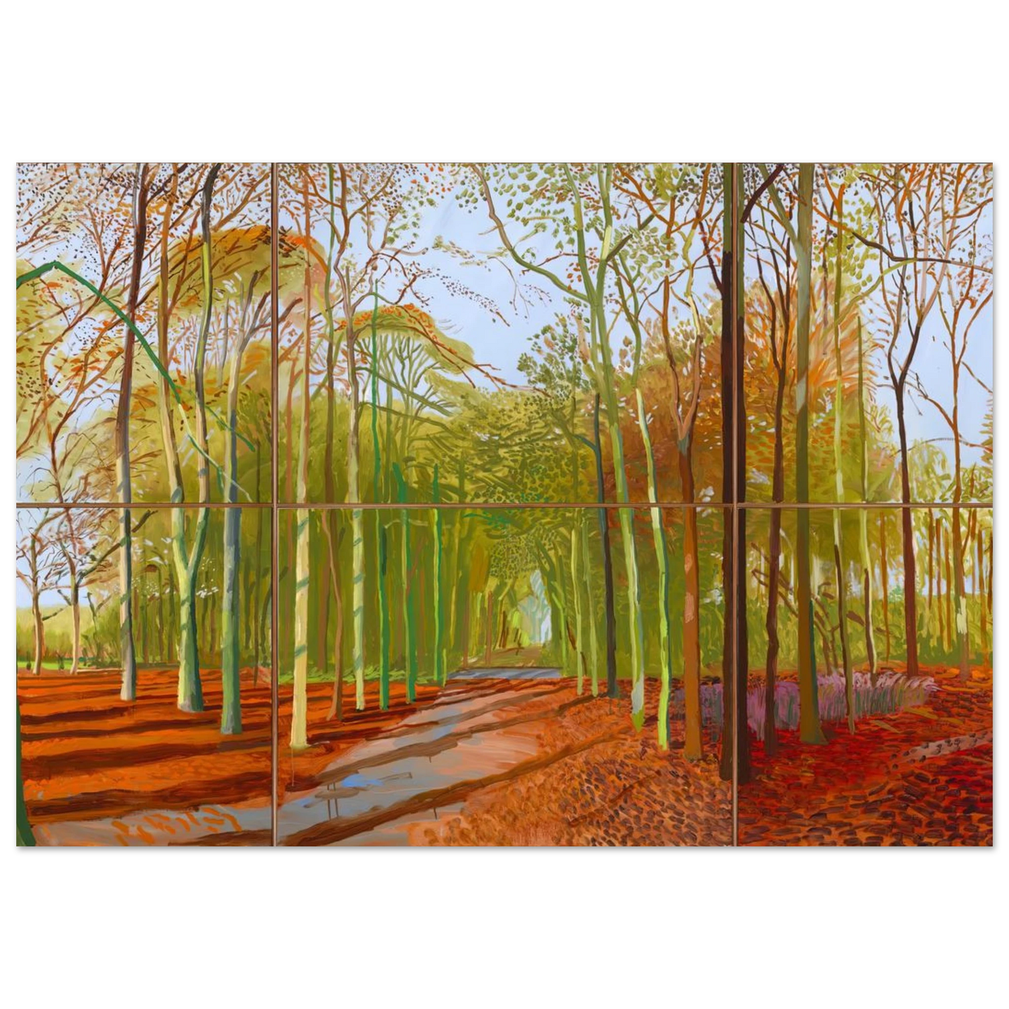 David Hockney - Woldgate Woods, 21, 23 & 29 November 2006 - 40x60 cm / 16x24 inches - Premium Wooden Framed Poster With Fine Art Paper-canvas - Wood frame