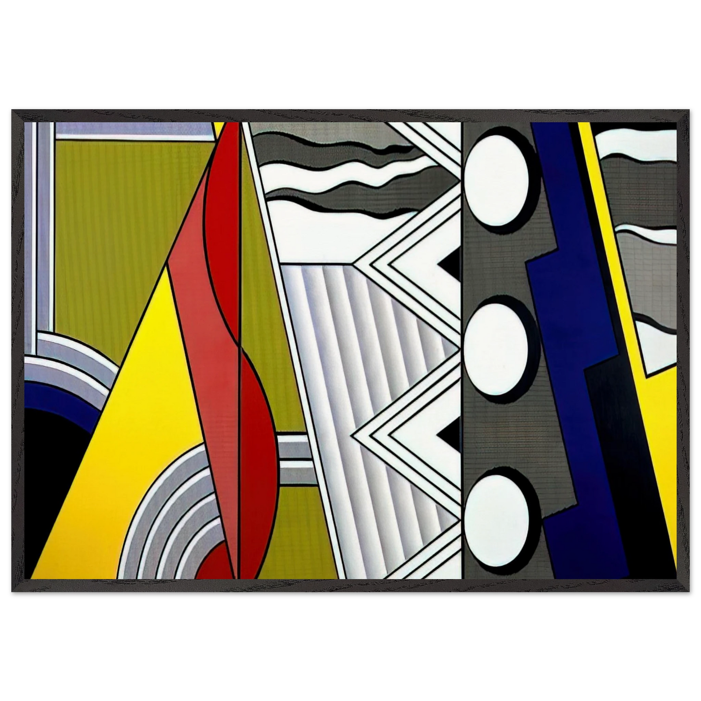 MODERN PAINTING WITH CLEF 1967 - Roy Lichtenstein 70x100 cm / 28x40 inches Framed Art Print – Black Wooden Frame