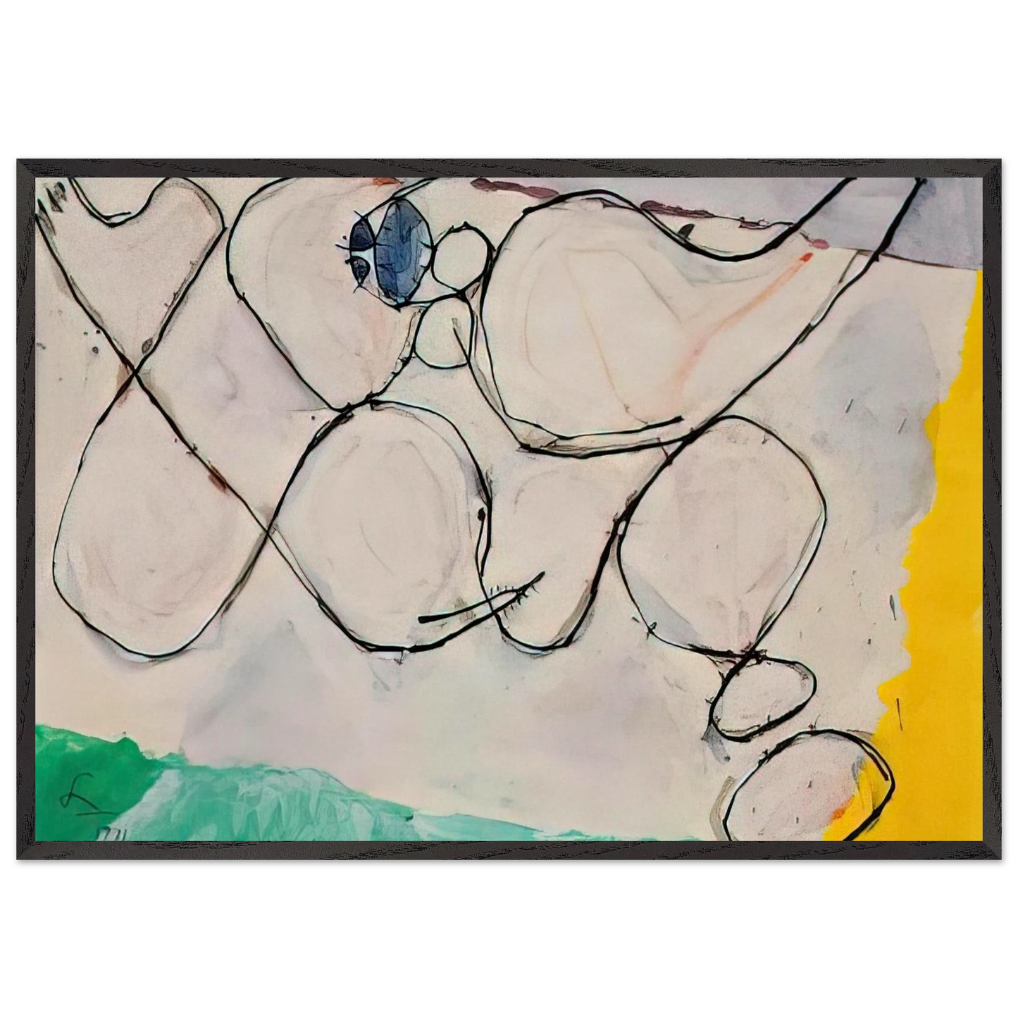 Untitled - 1971 N10 - Frank Lobdell 70x100 cm / 28x40 inches Framed Art Print – Black Wooden Frame