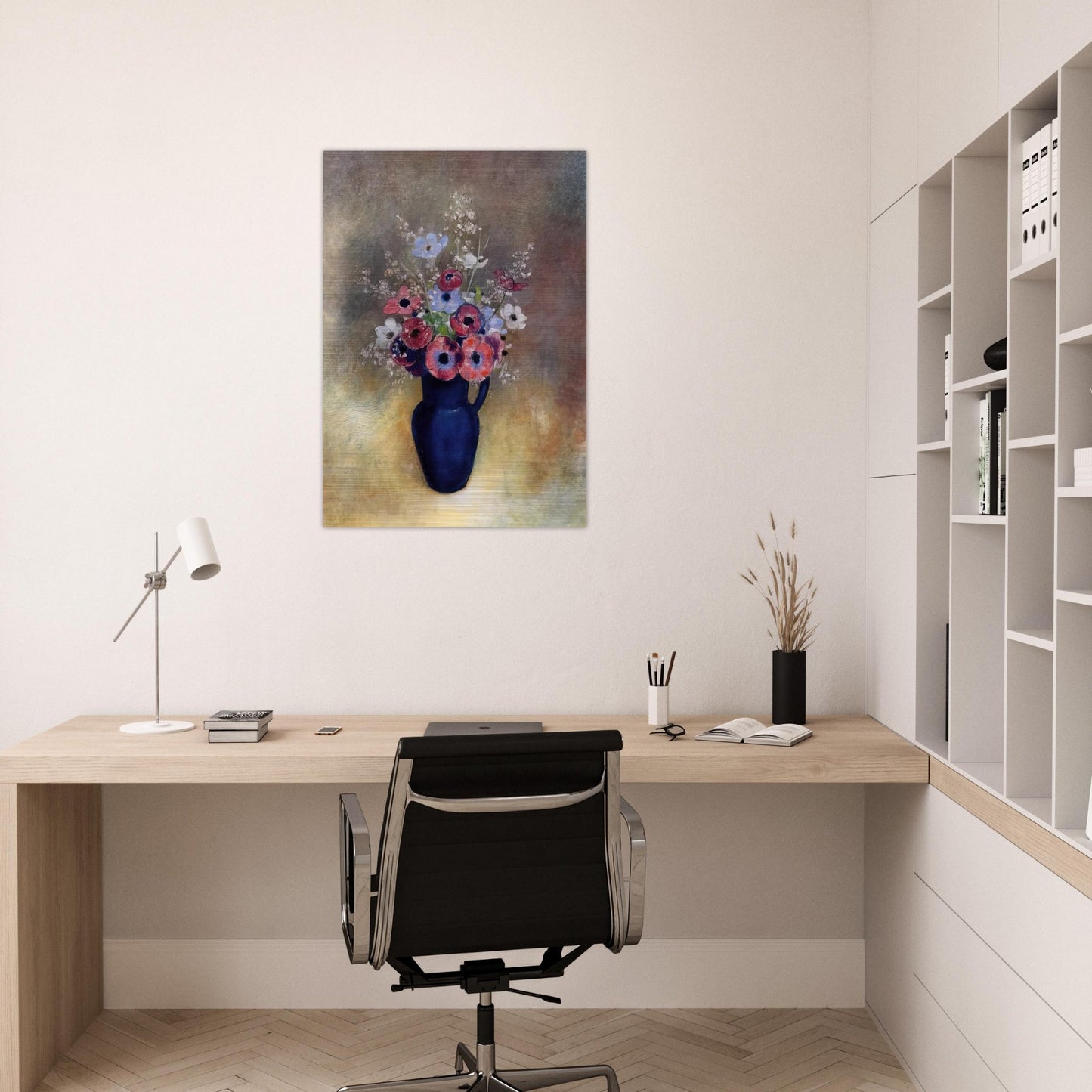 ANEMONES IN A JUG - Odilon Redon Brushed Aluminum Print - 70x100 cm / 28x40 inches | Odilon Redon Aluminum Print | Odilon Redon Prints