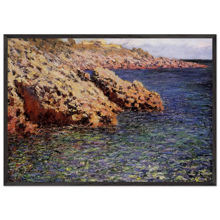 Rocks on the Mediterranean Coast - claude monet 70x100 cm / 28x40 inches Framed Art Print – Black Wooden Frame