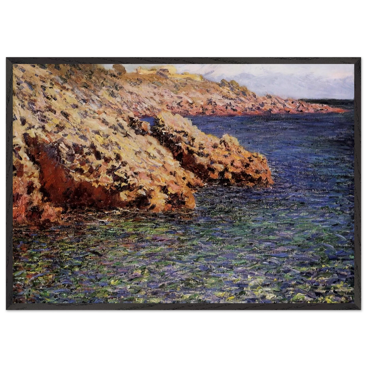 Rocks on the Mediterranean Coast - claude monet Framed Art Print – Black Wooden Frame - Default Title - -Framed Art Print