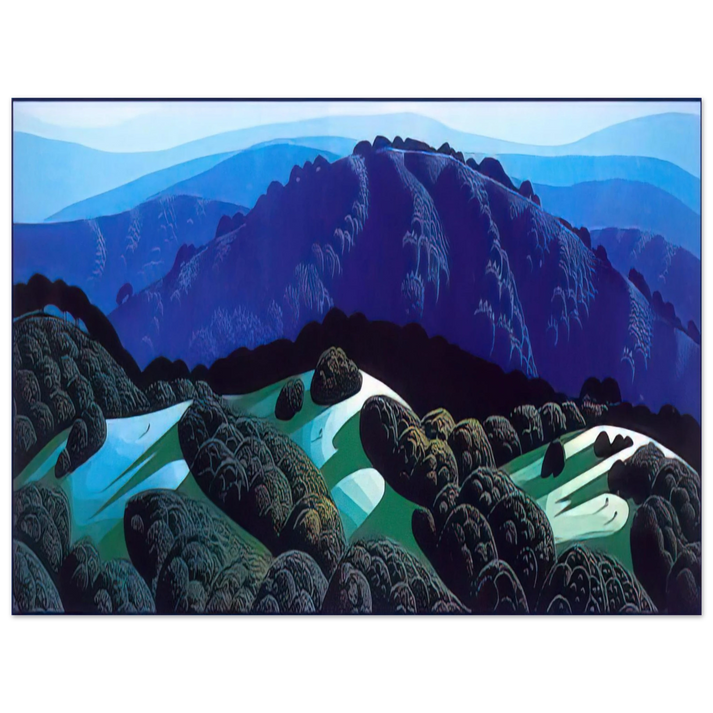 Eyvind Earle - Three Fields and a Mountain 75x100 cm / 30x40inches Fine Art Poster