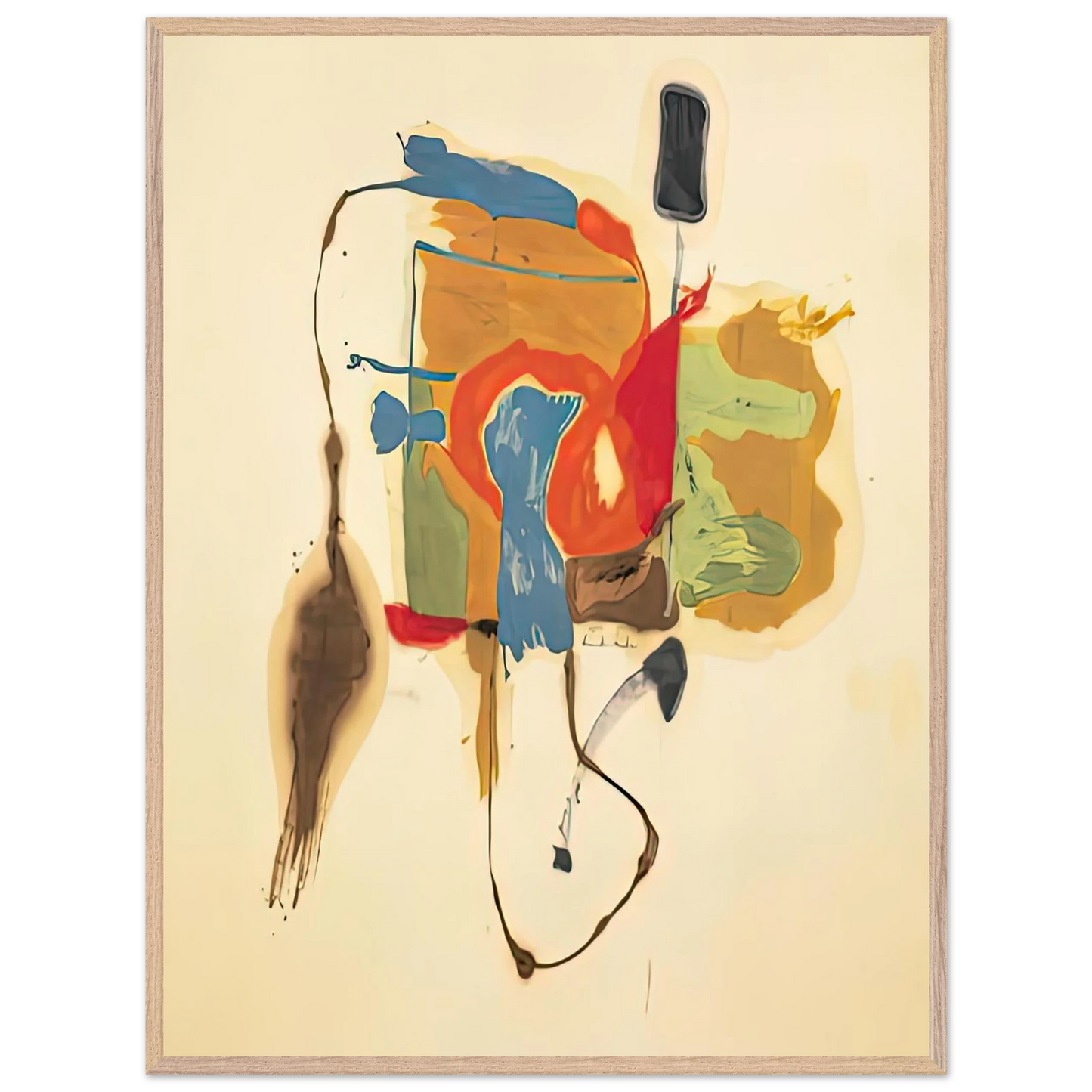 Helen Frankenthaler - Blue Form in a Scene, 1961- Wall Art - 60x80 cm / 24x32 inches - Premium Wooden Framed Poster With Fine Art Paper - Wood frame